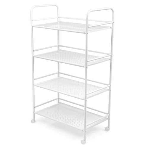 Large Beauty Trolley Cart 4 Shelves Salon Spa Storage Trolley on Wheels White — image 8