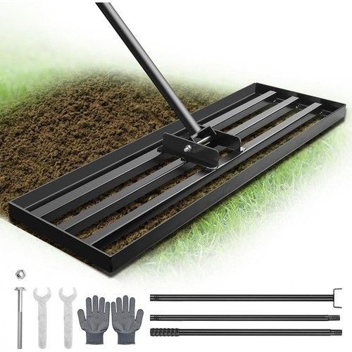 Lawn Leveling Rake 30"x10" Heavy Duty Steel,Top Dressing Soil Leveler Heavy Duty