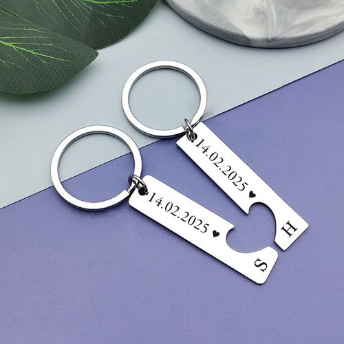 Personalised Engraved Keyrings 2pcs Couple Keychain Unique Love Gift for Her Him — image 4
