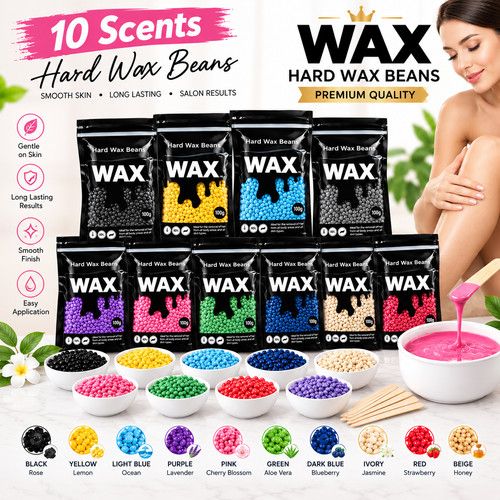 Professional Hard Wax Beans 1kg – 10 x 100g Packs | Hair Removal Wax Beads