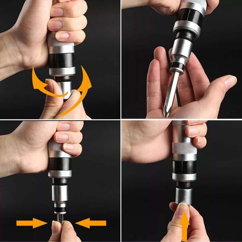 Heavy Duty 1/2" Drive Hand Impact Screw Driver with 13 Impact Screwdriver Bits — image 12