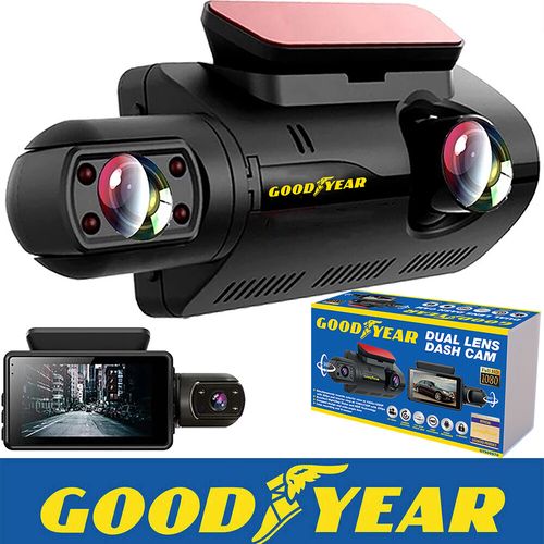 Goodyear Dual Lens Car Dash Cam with Front Rear Internal Camera HD Dashcam Taxi — image 1