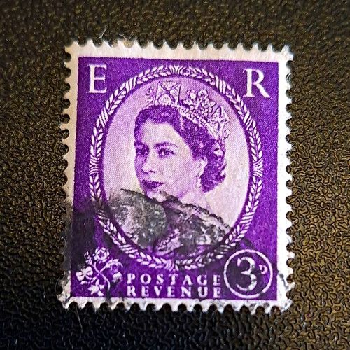 Great Britain Elizabeth II 3d Purple Pre-Decimal Used Revenue Stamp