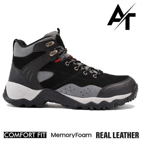 MENS LEATHER WATERPROOF MEMORY FOAM HIKING WALKING ANKLE WINTER TRAINERS BOOTS