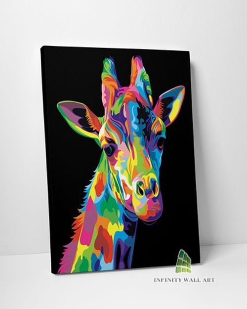GIRAFFE Abstract Colour Pop Art Canvas Art Wall Art Print Decor Picture -D183