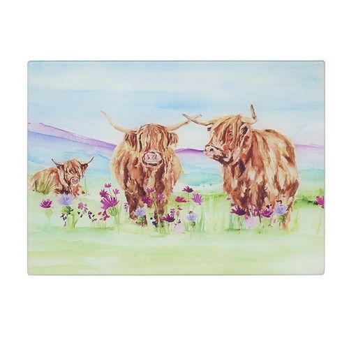Highland Cow Cutting Board Farmhouse Country Chopping Surface Rustic Kitchen Aid