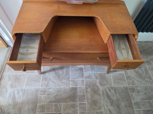 Vintage 1950s G Plan Brandon Oak Dressing Table E Gomme Flared Mirror Desk — image 2