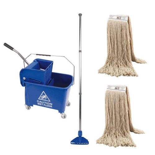 20L Kentucky Wringer Mop Bucket Set Including Handle & Mop Industrial Commercial