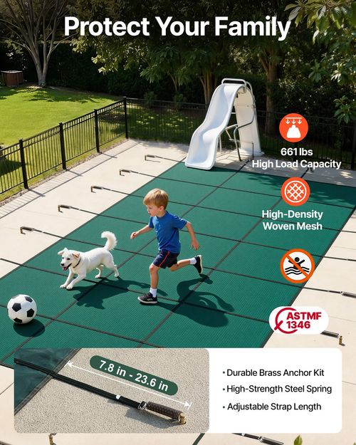16X32 FT Winter Debris Cover Swimming Pool Cover W/ Tension Spring Fixing — image 4