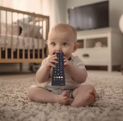 TV Remote Control Shape Teether Baby Safe Silicon Teether Black UK Stock — image 7