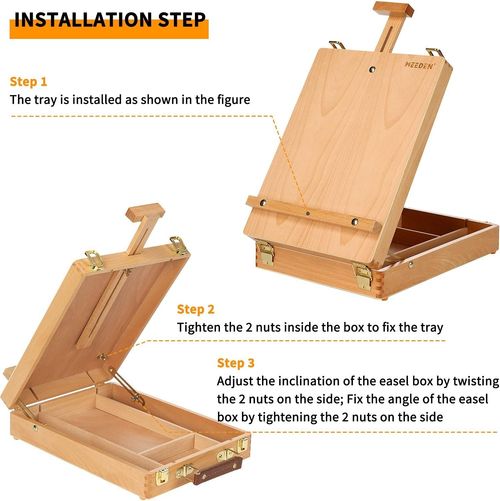 Portable Wooden Desk Top Easel Box Stand Sketch Box Storage Art medium Tools — image 2