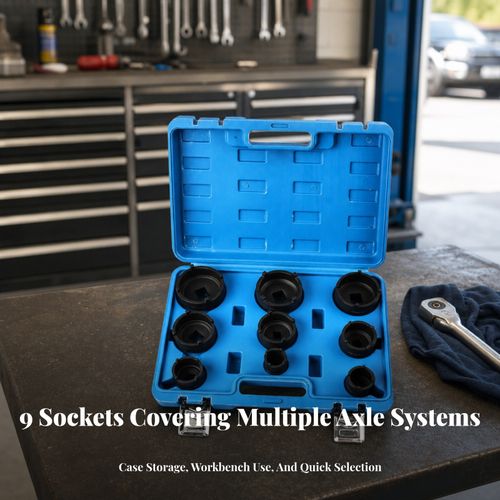 9 Pieces Wheel Bearing Locknut Socket Set Heavy-Duty for Garage — image 6