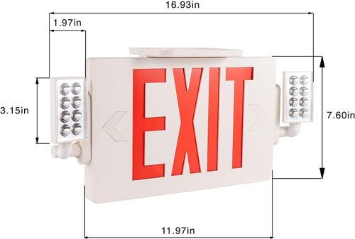 4 Pack LED Exit Sign Emergency Light–Hi Output RED Compact Combo UL 924 Listed — image 7