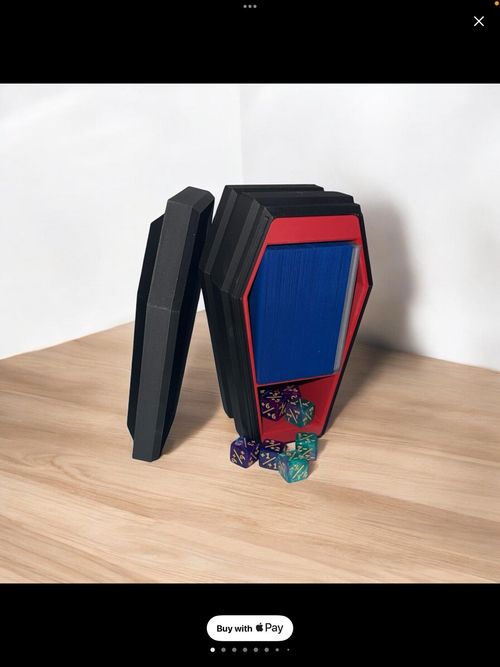 Coffin MTG Deck Box For Magic The Gathering - Black With Red Interior Token/dice — image 11