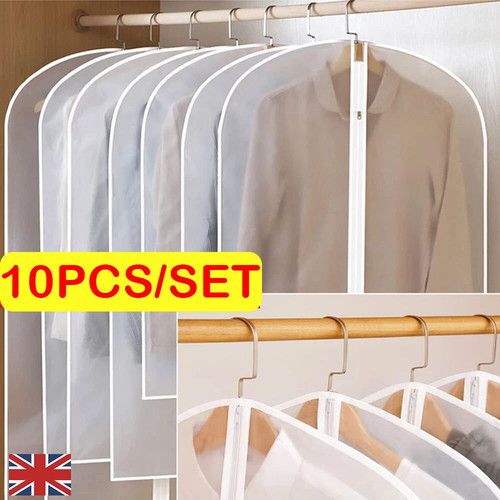 10 Pack Large Hanging Suit Bags Dress Coat Jacket Clothes Cover Dust Protector