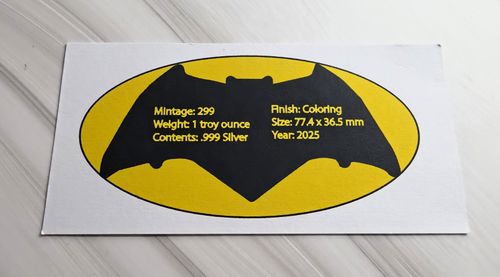 2025 Samoa $5 DC Batman Batarang 1oz .999 Silver Coin Colourised w/ Case — image 9