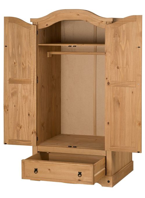 Corona Wardrobe 2 Door 1 Drawer Mexican Double Bedroom Solid Wood Pine Wooden — image 2