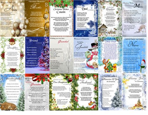 Christmas Laminated/Weatherproof Grave Memorial/Remembrance Card/All Family