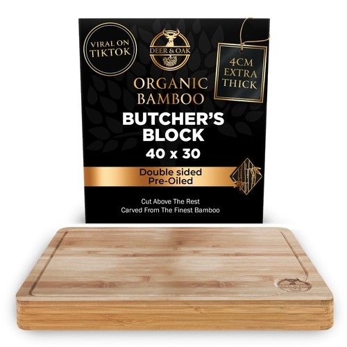 Butchers Block Chopping Board Large Thick Wooden Kitchen Cutting Worktop Solid