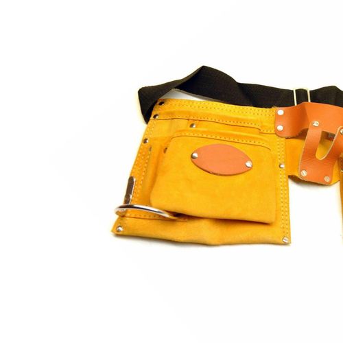 10 Pockets Tool Belt Leather Double Pouch Builders Suede Apron Work Bag Holder — image 10