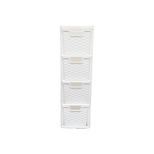 4 Tier Medium Drawers Storage Unit Plastic Chest Tower A5 Size Desktop Organizer