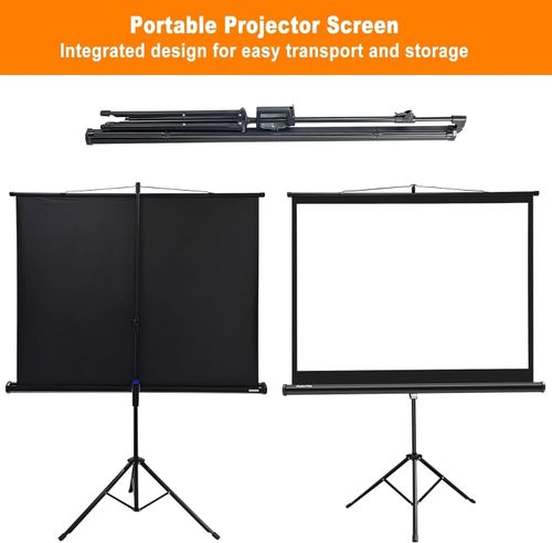 60" Portable Projector Screen, 4:3 Foldable Projector Movie Screen, Tripod Stand — image 1