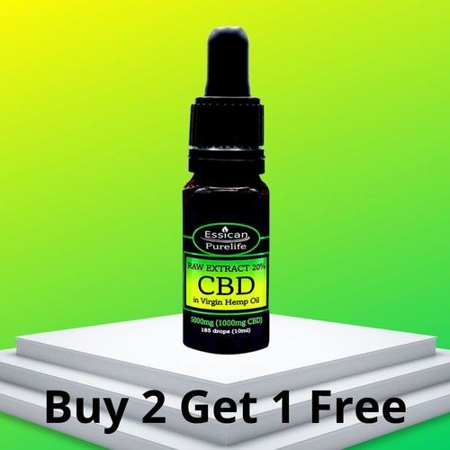CBD OIL DROPS RAW 500mg to 5000mg (100mg to 1000mg CBD) Full Spectrum Hemp 10ml