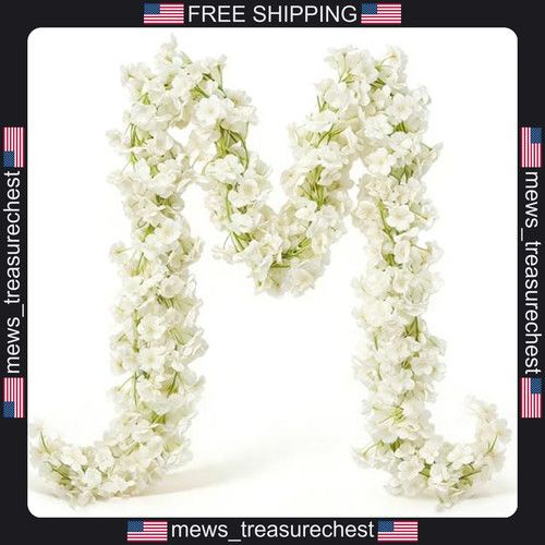 Artificial Cherry Blossom Garland 10 Pack 59ft Pink & White Silk Flowers
