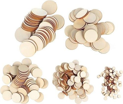Wooden Circle Disk Shape Craft Wood Disc Round Tag Embellishments Decoration