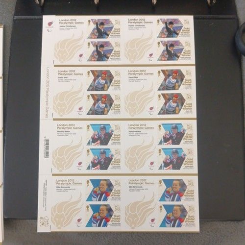 GB MNH PARALYMPIC GAMES LONDON 2012 STAMP SHEETS 34 GOLD MEDAL WINNERS 136 stamp