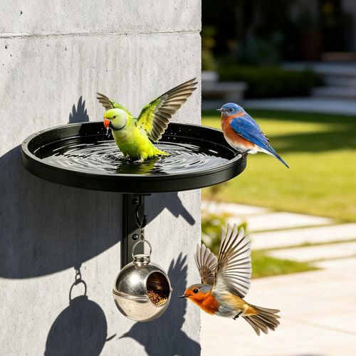 Fence Bird Feeder Tray with Hook, Tree Mounted Wild Bird Bath for Outdoors — image 10