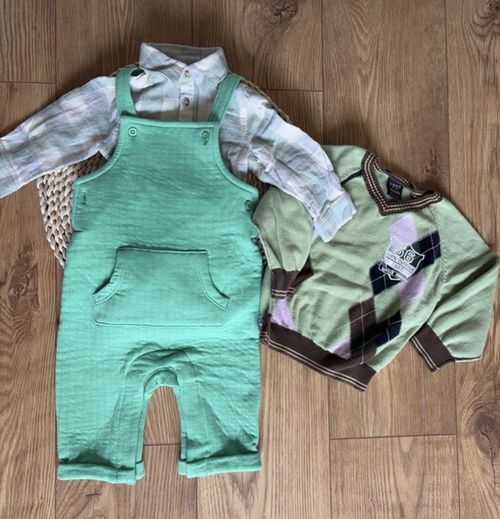 NEXT and TU Unisex Baby 6-9M cute outfit Dungarees Jumper Bodysuit — image 2