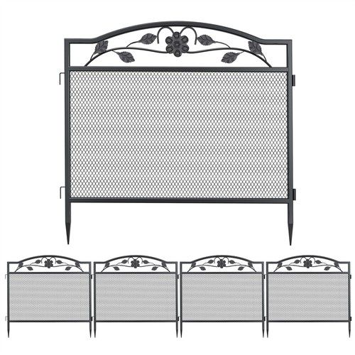 5x Metal Garden Fence Panels Vertical Rails Pet Dog Kennel Fence Barrier Walkway