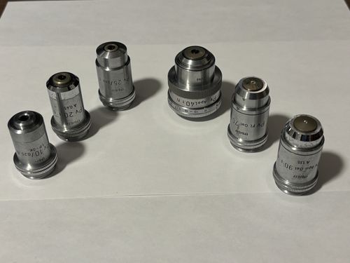 Ernst Leitz Wetzlar Microscope Heine Condenser collection (six objectives) — image 6