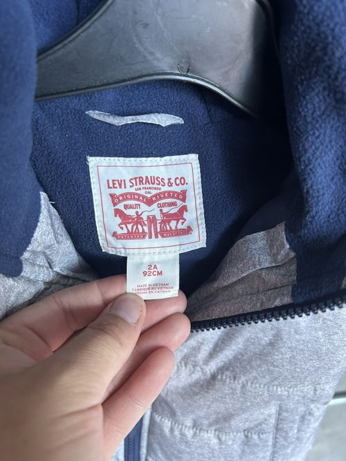 Toddlers Boy Levi’s Fleece Lined Grey Zip Up Hooded Jacket Coat Size 2A 92Cm — image 4