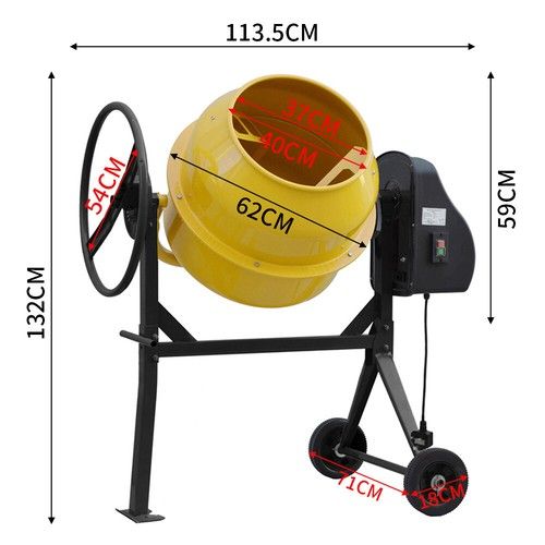 Steel Stucco Concrete Cement Mixer 63L 120L 140L Mortar Stone Electric Machines