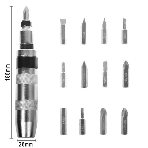 Heavy Duty 1/2" Drive Hand Impact Screw Driver with 13 Impact Screwdriver Bits — image 8