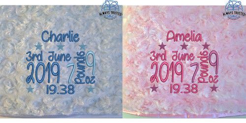 PERSONALISED BABY BLANKET EMBROIDERED SOFT FLUFFY GIFT