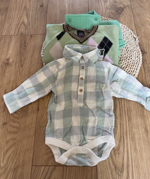 NEXT and TU Unisex Baby 6-9M cute outfit Dungarees Jumper Bodysuit — image 3