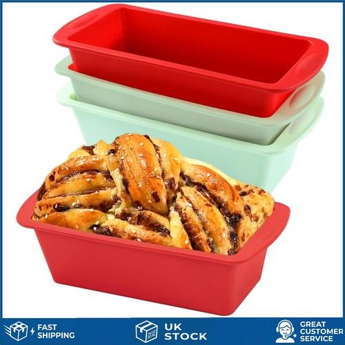 Flexible Non Stick Silicone Loaf Tins Small Bread Baking Moulds 4 Pack
