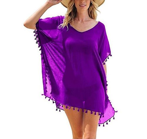 Womens Beach Cover Up Swimsuit Beach Holiday Dress Summer Bikini Swimwear Top UK — image 2