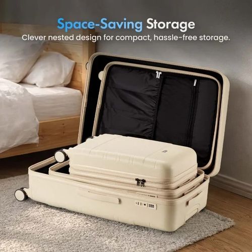 VonHaus 3 Piece Cream Hard Shell Suitcase Set TSA Lock Spinner Wheels 2020031 — image 4