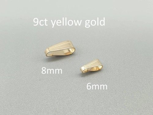 9ct Yellow Gold Bail 6mm 8mm 9K Snap on Light Pendant Bracelet Charm Clip Bail
