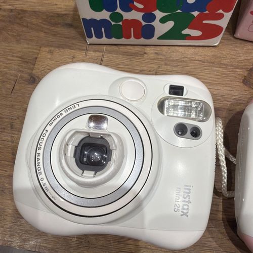 2x Fujifilm Instax Mini 25 White & Pink 60mm Portable  Instant Film Cameras — image 2