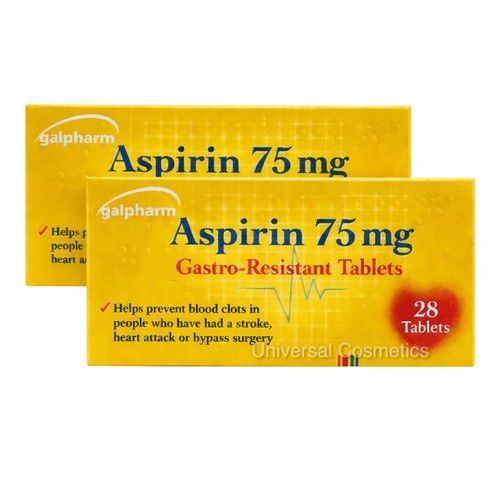 2 Pack Aspirn 75mg GASTRO-RESISTANT PAIN RELIEF ENTERIC COATED - MAX PURCHASE 1