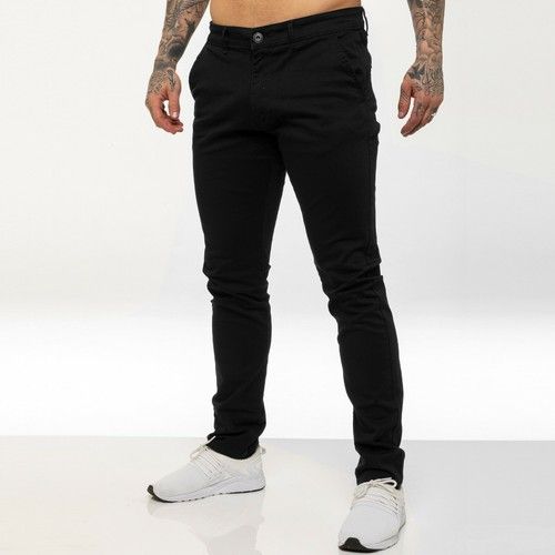 Enzo Mens Chino Trousers Slim Fit Skinny Stretch Cotton Pants Jeans All UK Sizes