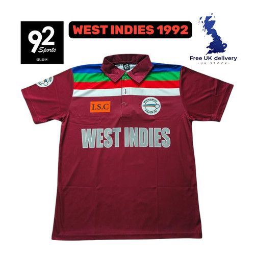 West Indies 1992 Cricket World Cup Polo Shirt Retro Vintage ODI Jersey UK SELLER