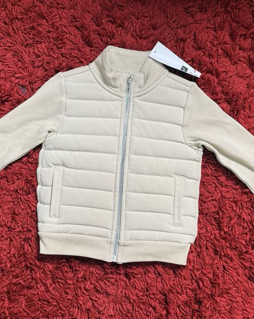 F&F Beige 2-3 Years Baby/Toddler Quilted Jacket Polyester Full Zip Pockets — image 2