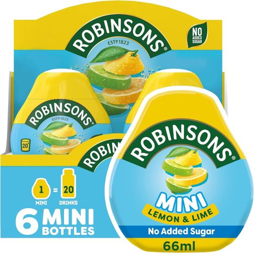 Robinsons Mini Squash'd Real Fruit Low Calorie 6 x 66ml Lemon & Lime Drink Juice — image 1