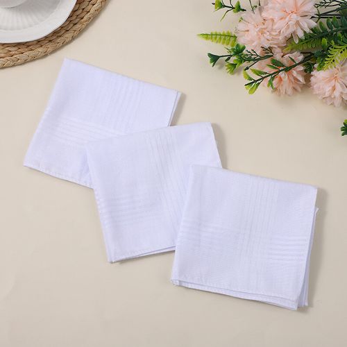 12PCS Mens Large White Square Handkerchief Soft Cotton Hankies Hankerchiefs AA — image 4